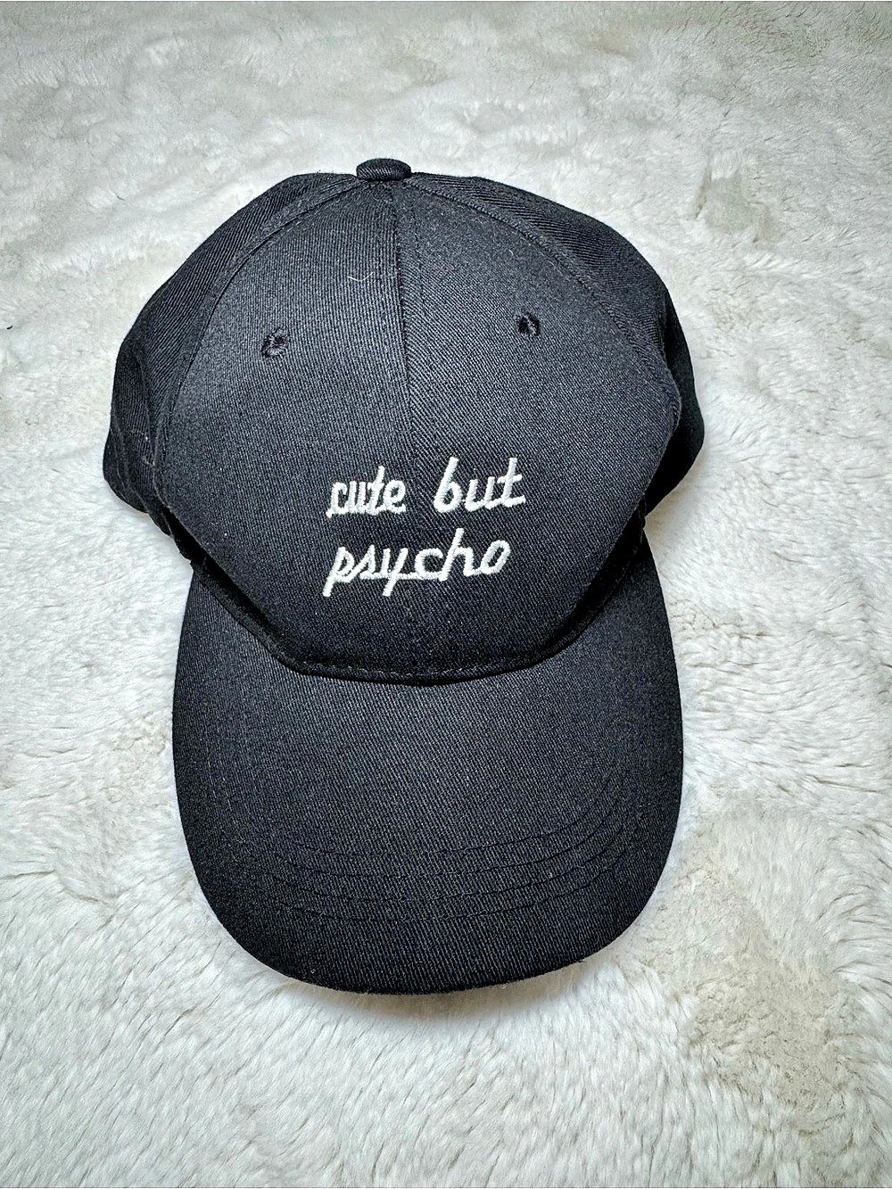 Black Cotton Embroidered Cap